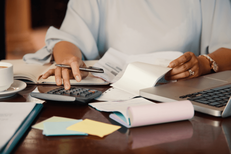 woman using a calculator